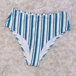 NWT CUPSHE Stripe Teal High-rise Swim Bottoms